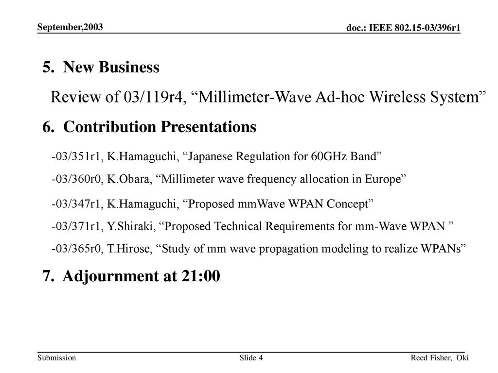 Review of 03/119r4, Millimeter-Wave Ad-hoc Wireless System