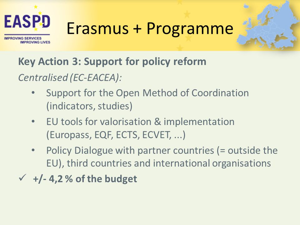 Erasmus + Programme Key Action 3: Support for policy reform
