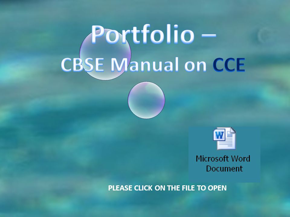 Portfolio – CBSE Manual on CCE PLEASE CLICK ON THE FILE TO OPEN
