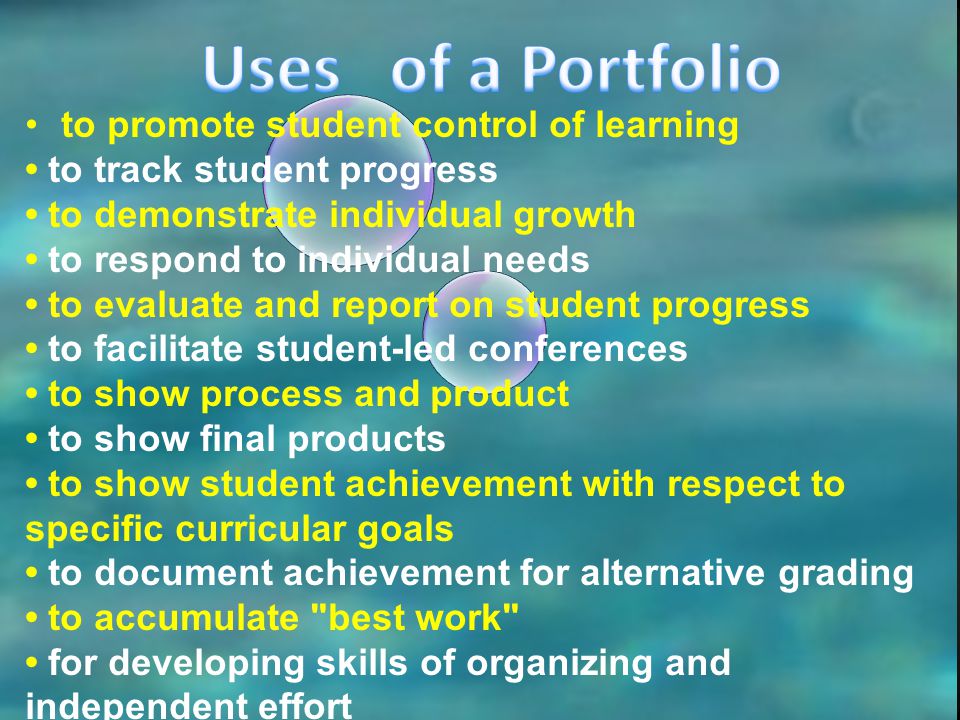 Uses of a Portfolio to promote student control of learning