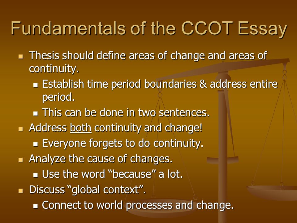 Fundamentals of the CCOT Essay