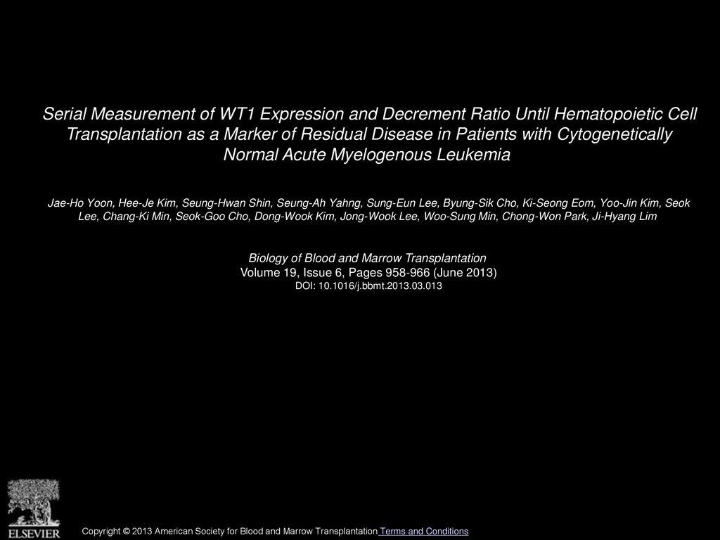 Serial Measurement Of Wt1 Expression And Decrement Ratio
