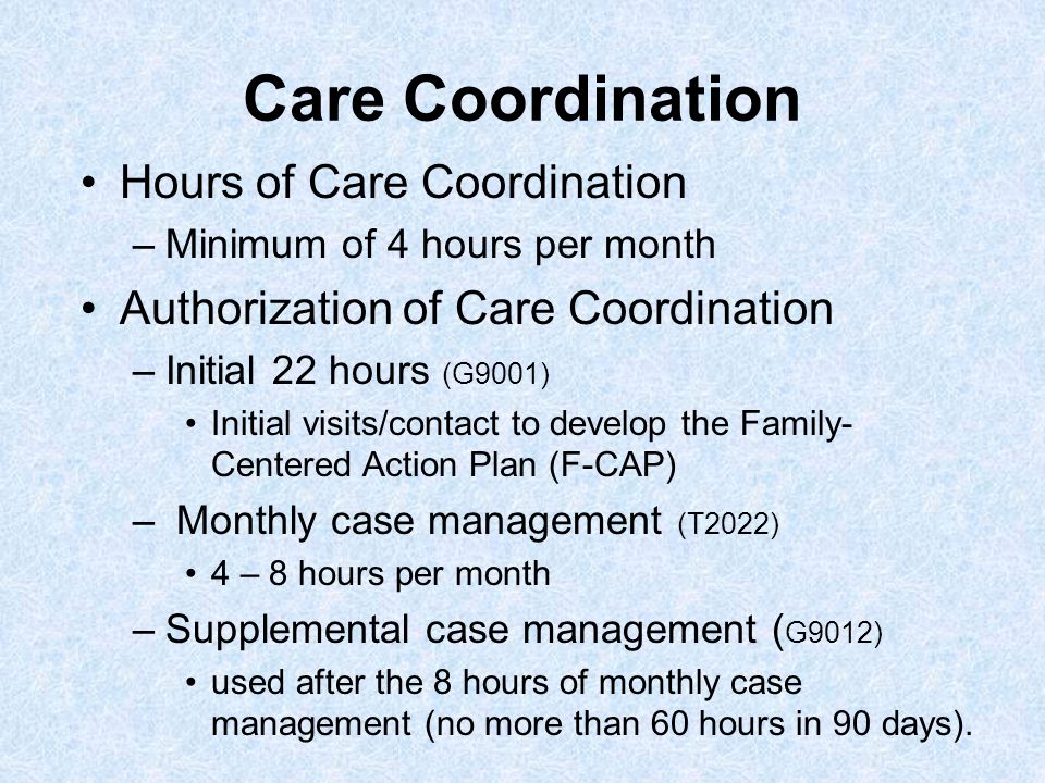 Care Coordination Hours of Care Coordination