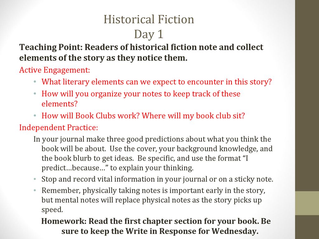 Historical Fiction Day 1