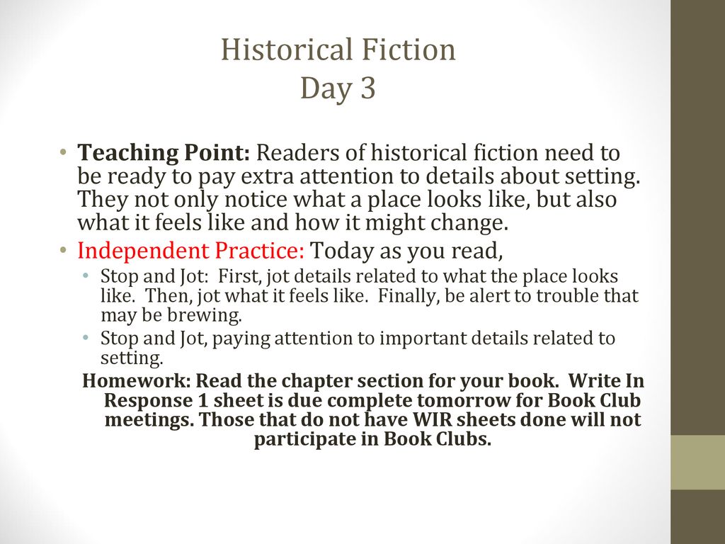 Historical Fiction Day 3