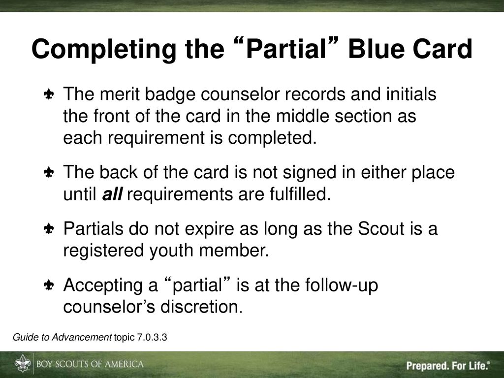 Completing the Partial Blue Card