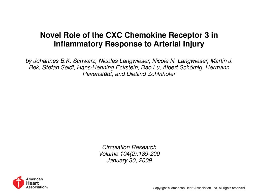 Novel Role of the CXC Chemokine Receptor 3 in Inflammatory Response to Arterial Injury