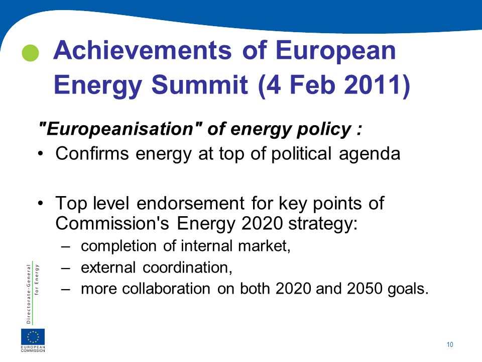 Achievements of European Energy Summit (4 Feb 2011)