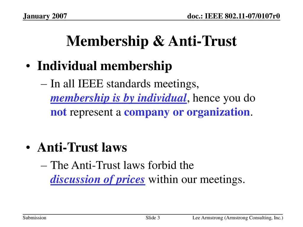 Membership & Anti-Trust