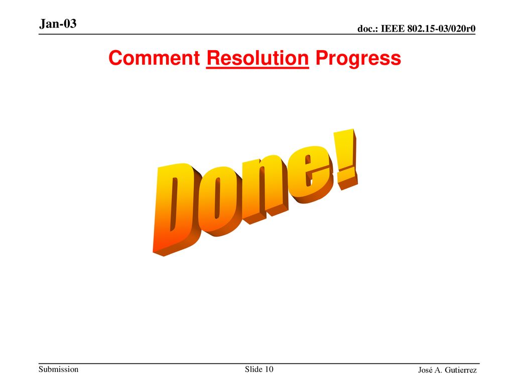 Comment Resolution Progress
