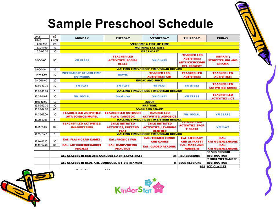 Sample Preschool Schedule