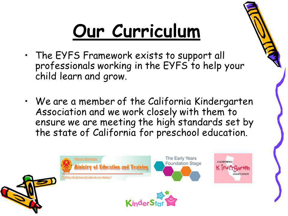 Our Curriculum The EYFS Framework exists to support all professionals working in the EYFS to help your child learn and grow.