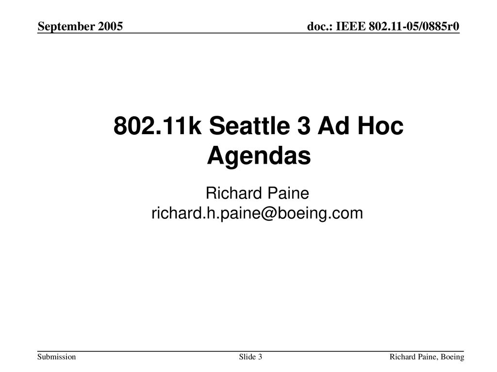 802.11k Seattle 3 Ad Hoc Agendas