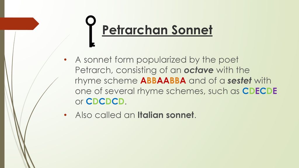 petrarchan sonneta sonnet form popularized by the poet