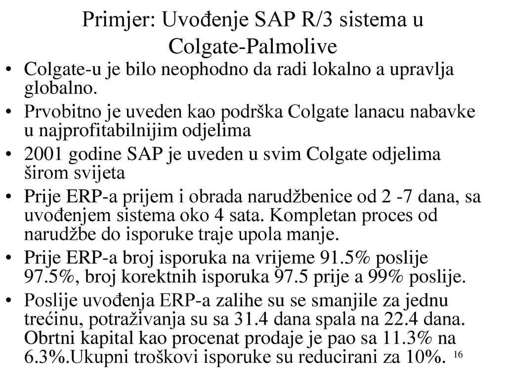 Primjer: Uvođenje SAP R/3 sistema u Colgate-Palmolive