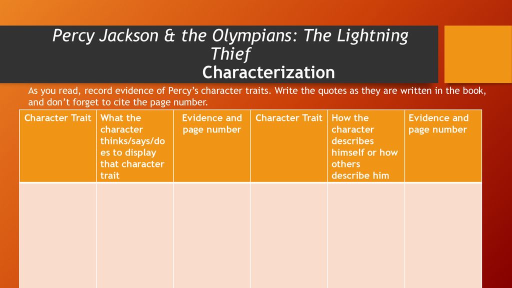 percy jackson the lightning thief book character traits