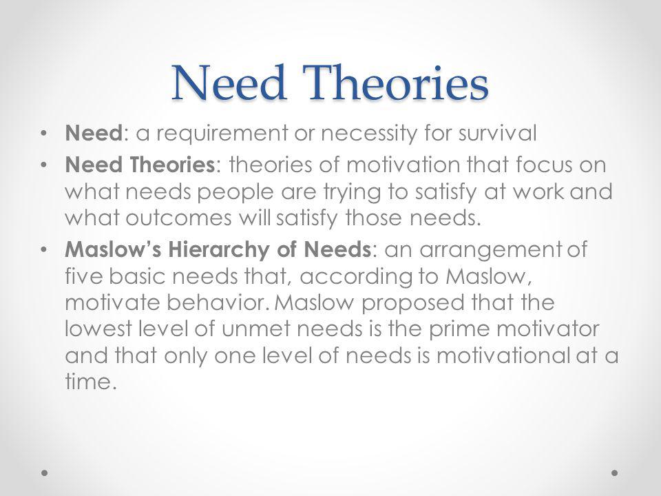Need Theories Need: a requirement or necessity for survival
