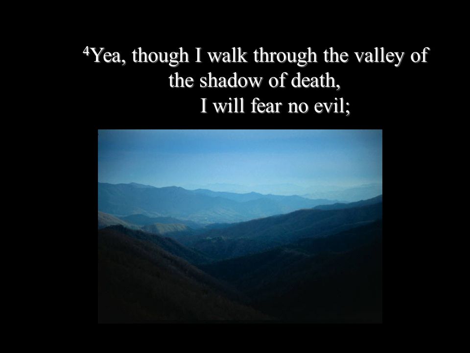4Yea, though I walk through the valley of the shadow of death, I will fear no evil;