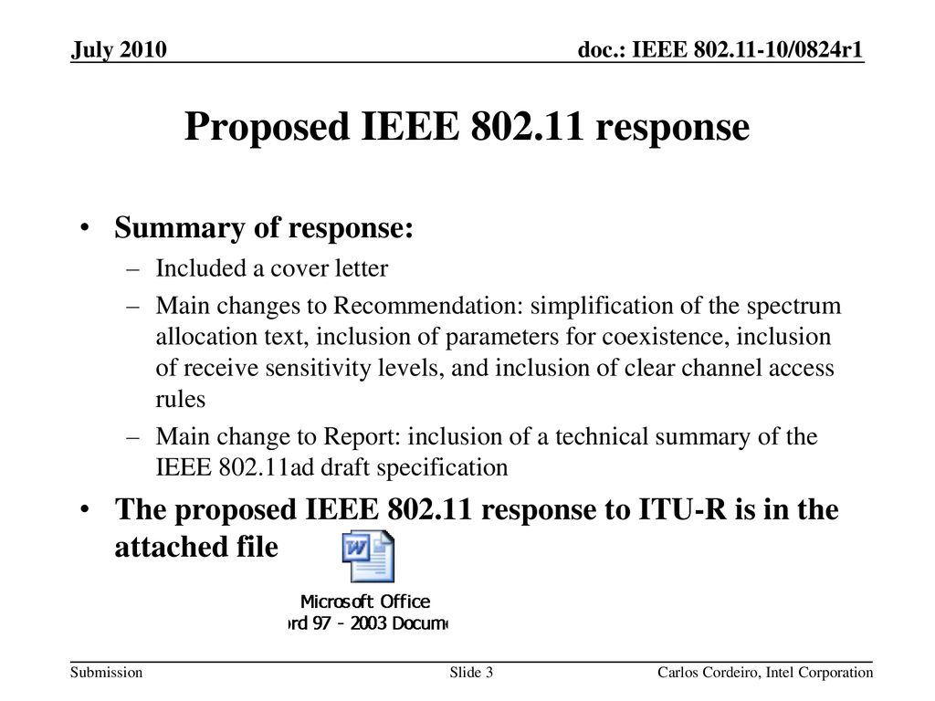 Proposed IEEE response