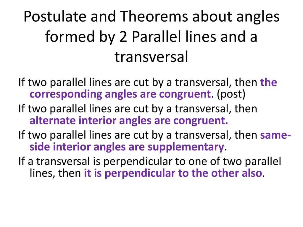 Chapter 3 Section 3 1 Properties Of Parallel Lines Ppt