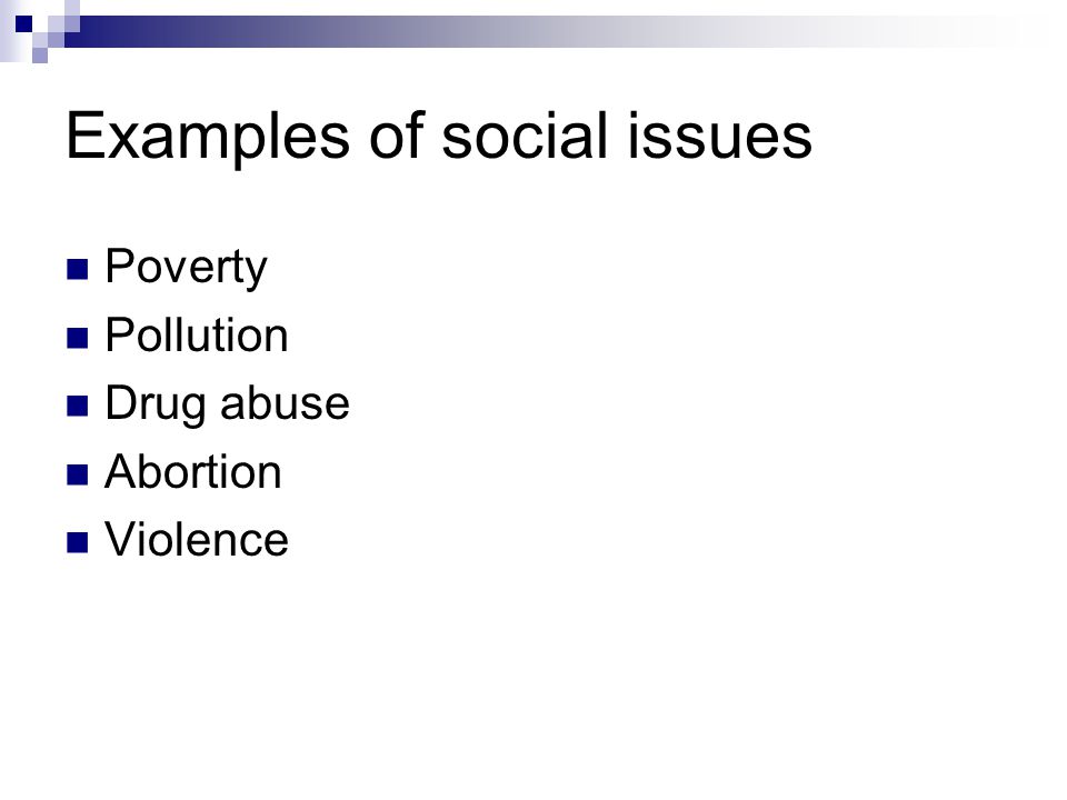 Examples of social issues