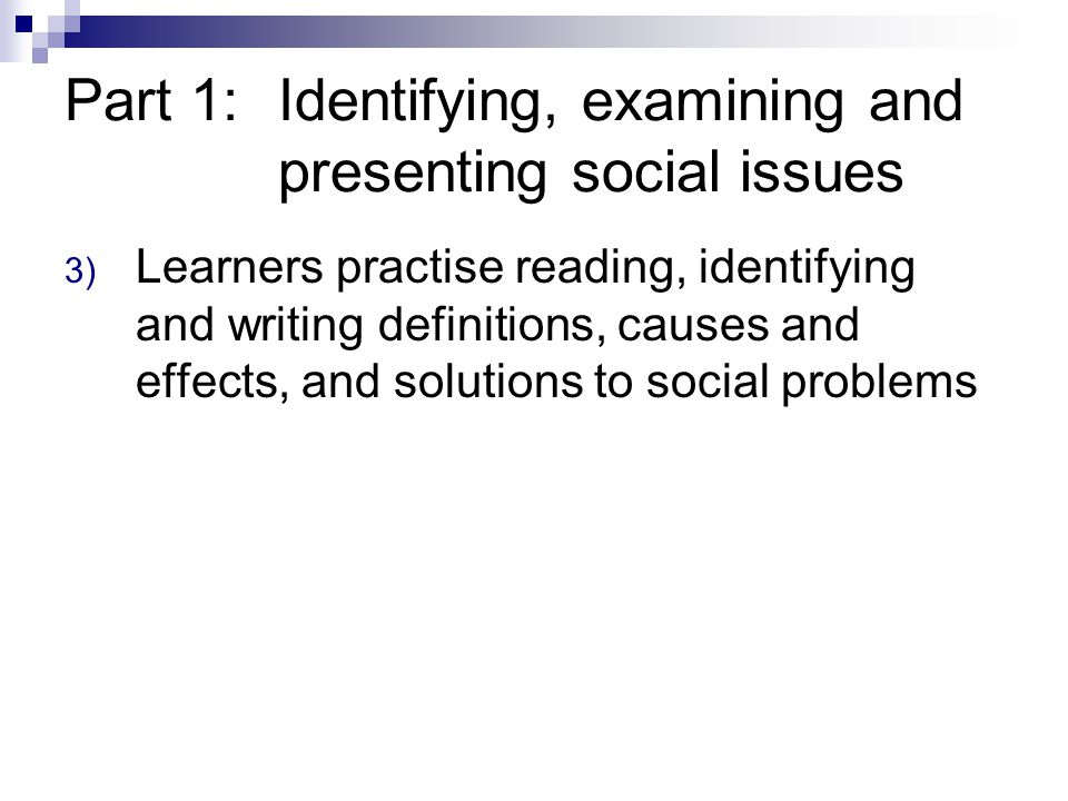 Part 1: Identifying, examining and presenting social issues