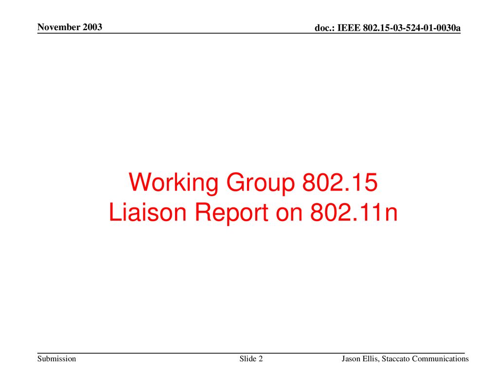 Working Group Liaison Report on n