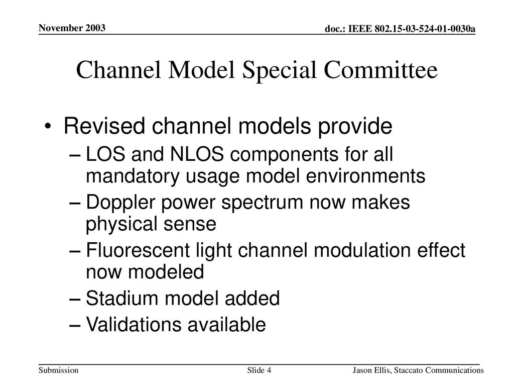 Channel Model Special Committee