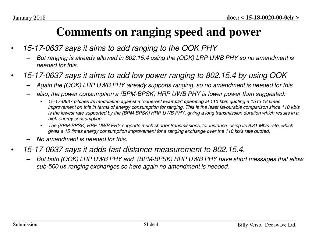 Comments on ranging speed and power