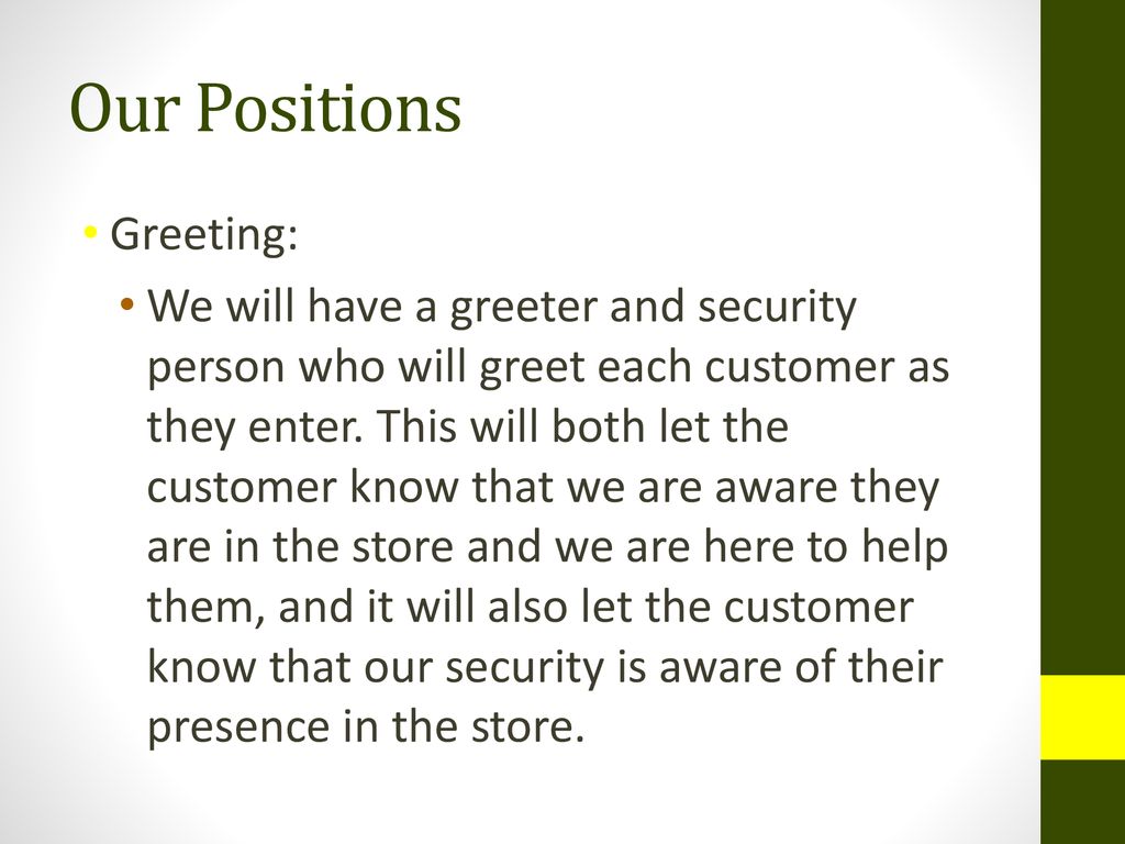 Our Positions Greeting: