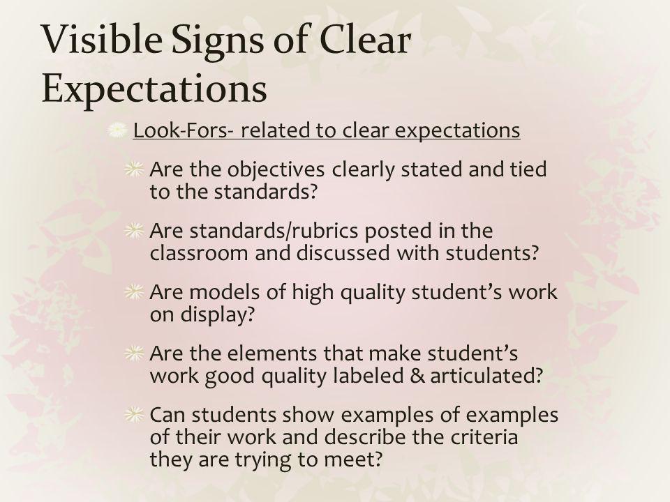 Visible Signs of Clear Expectations