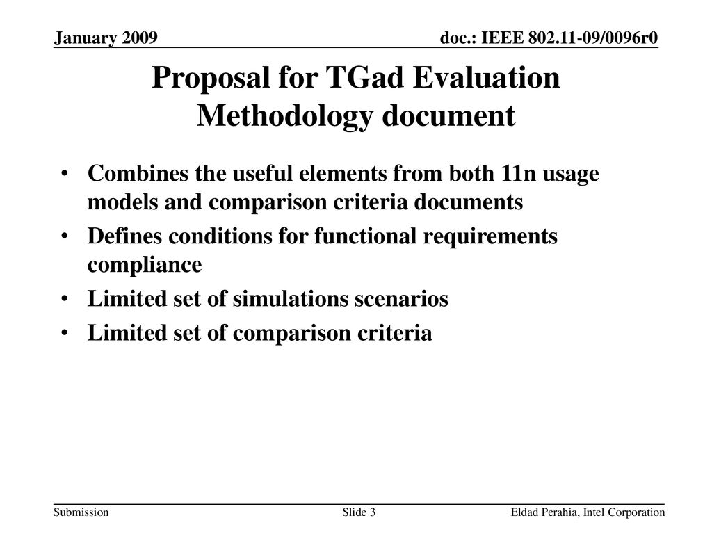Proposal for TGad Evaluation Methodology document