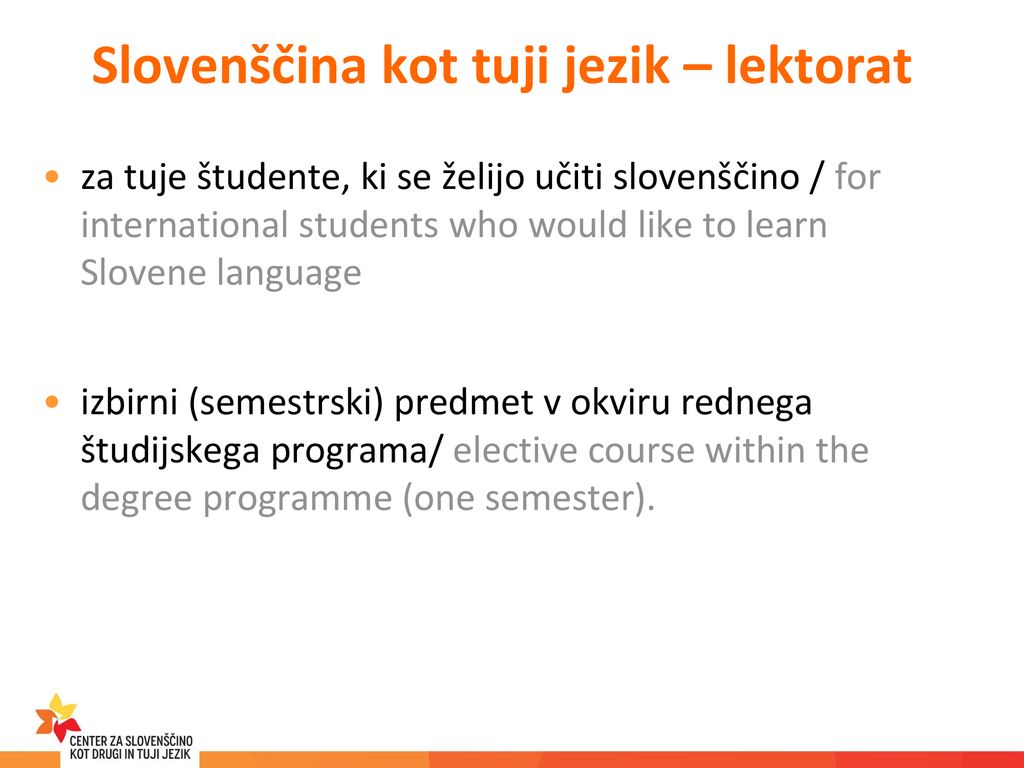 Slovenščina kot tuji jezik – lektorat
