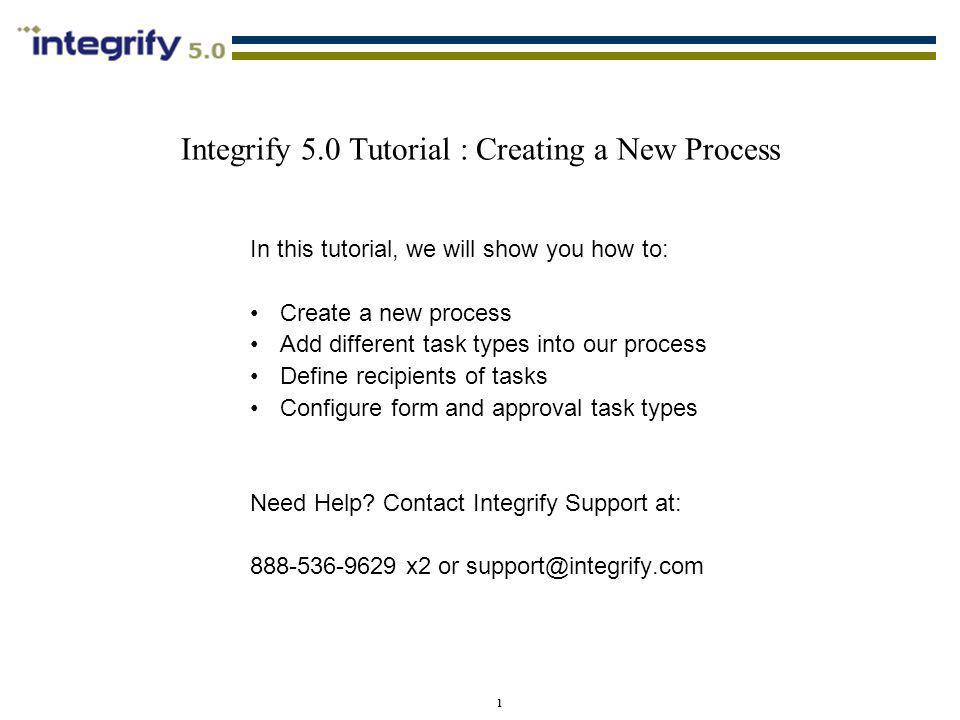 Integrify 5.0 Tutorial : Creating a New Process