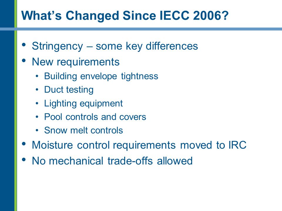 What’s Changed Since IECC 2006