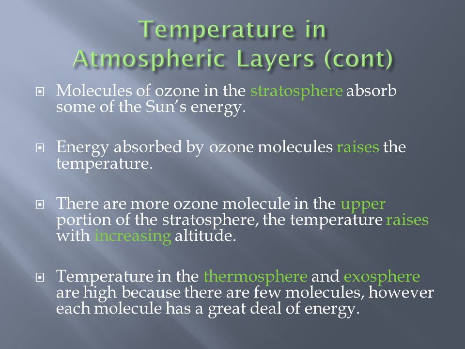 Temperature in Atmospheric Layers (cont)
