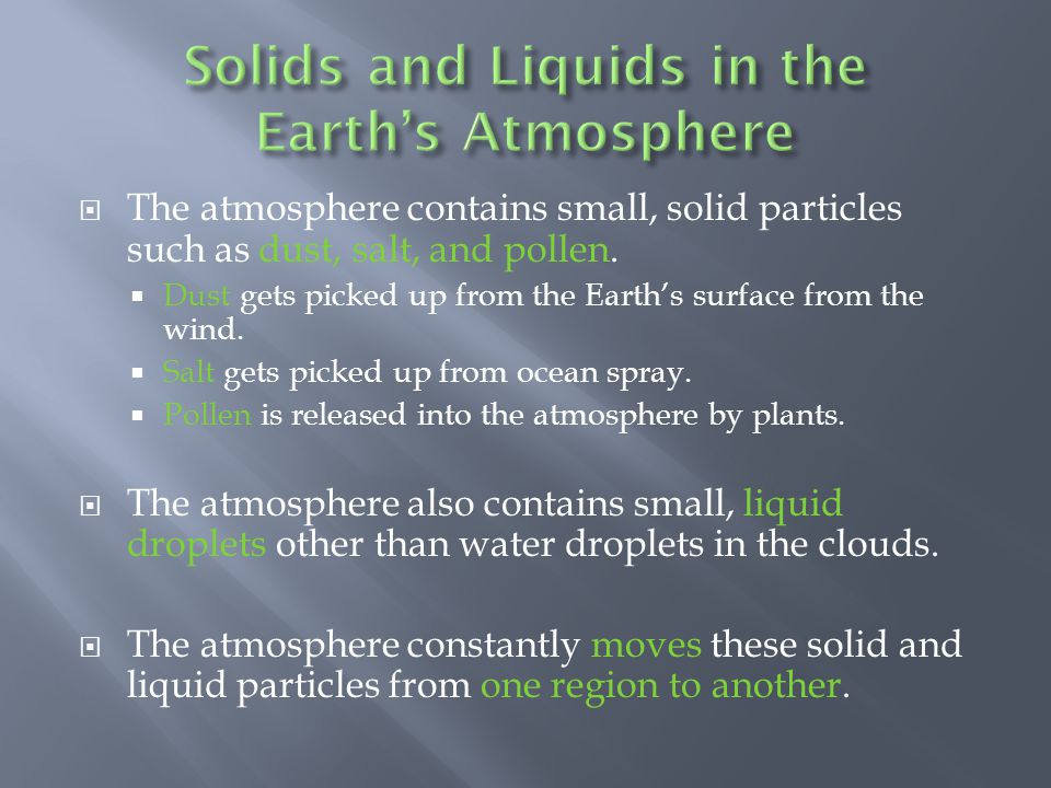 Solids and Liquids in the Earth’s Atmosphere