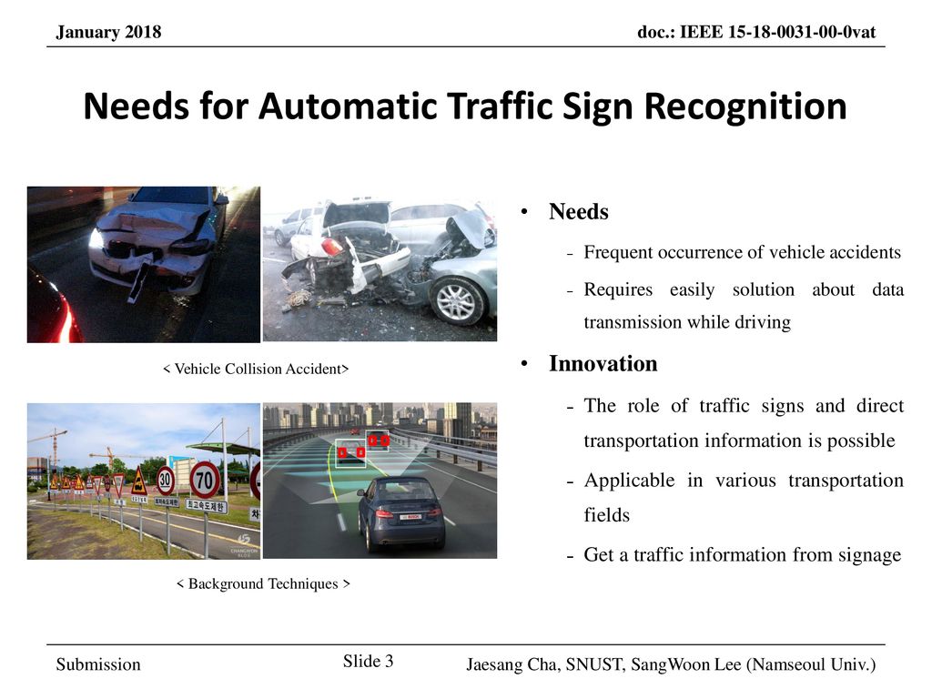 Needs for Automatic Traffic Sign Recognition