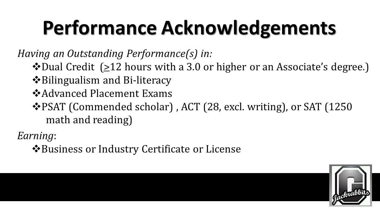 Performance Acknowledgements