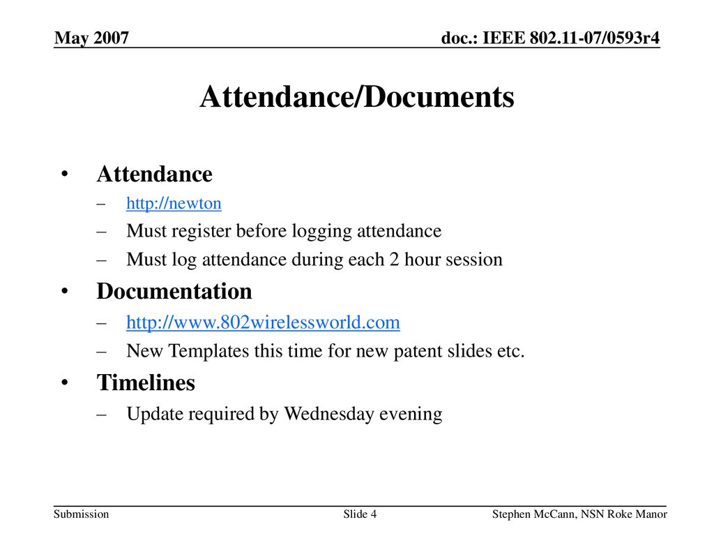 Attendance/Documents
