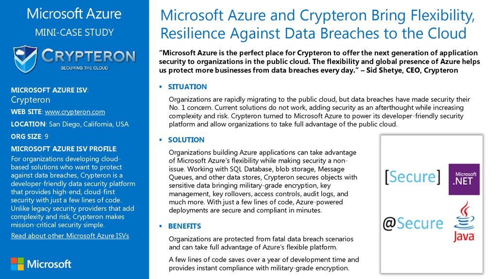 Microsoft Azure and Crypteron Bring Flexibility, Resilience Against Data Breaches to the Cloud