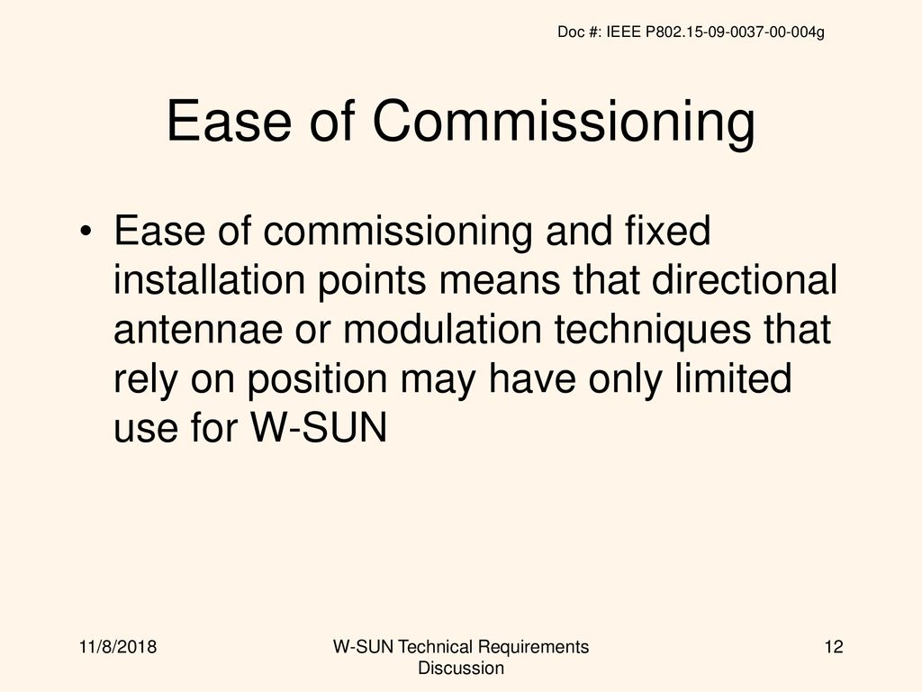 W-SUN Technical Requirements Discussion