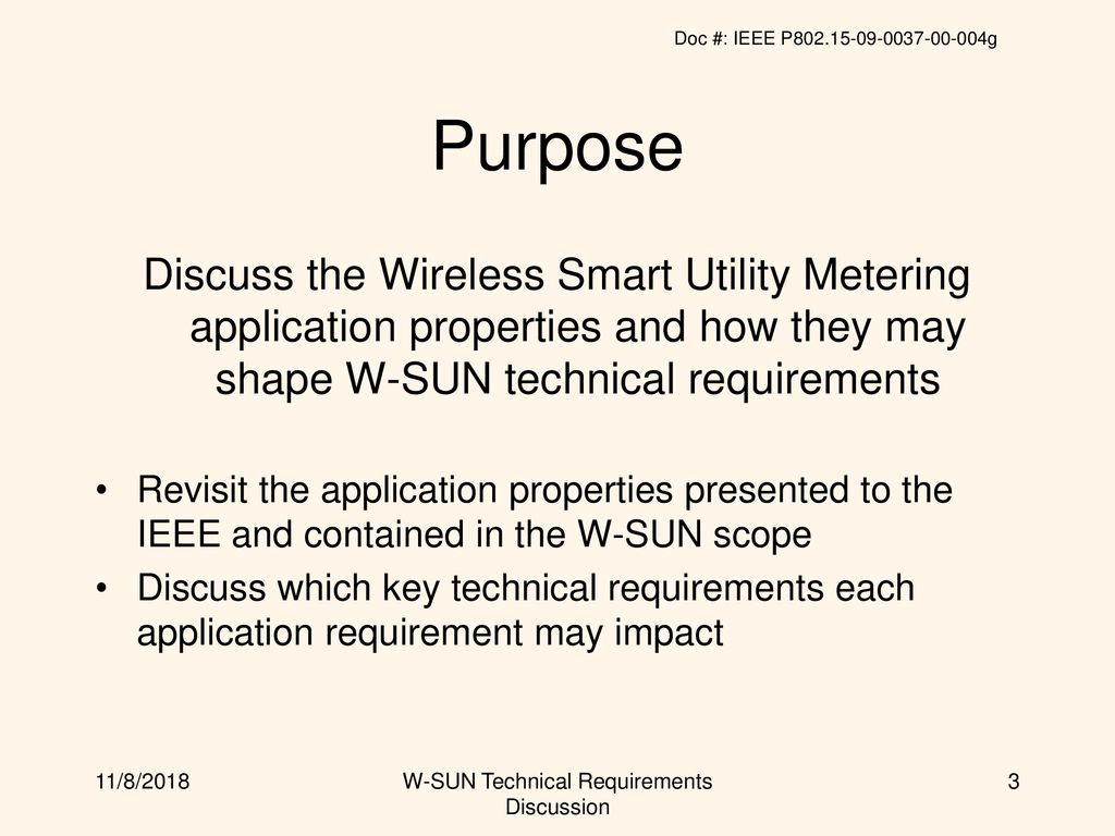 W-SUN Technical Requirements Discussion