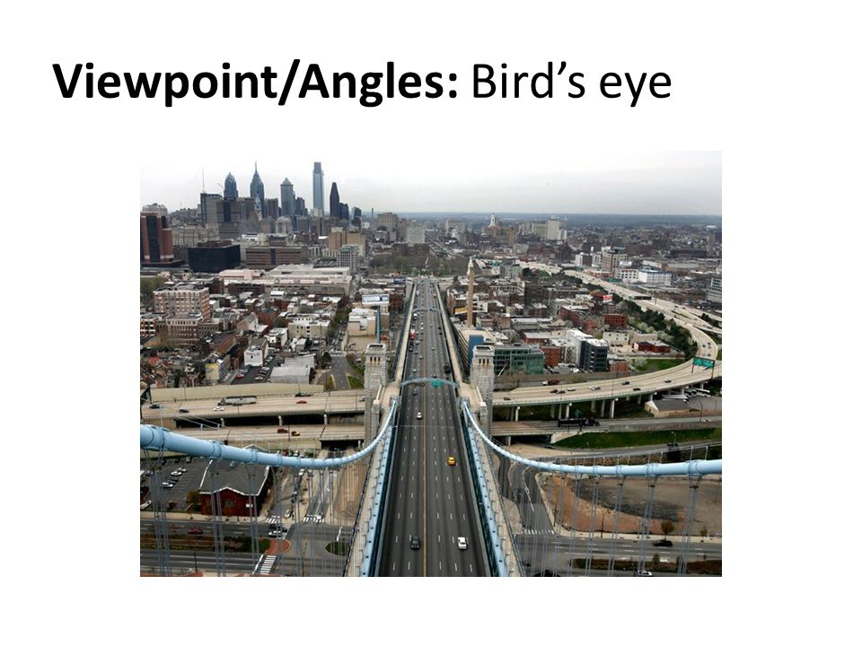 Viewpoint/Angles: Bird’s eye
