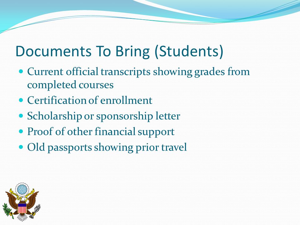 Documents To Bring (Students)