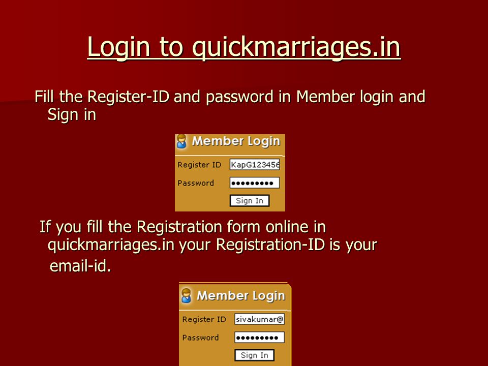 Login to quickmarriages.in