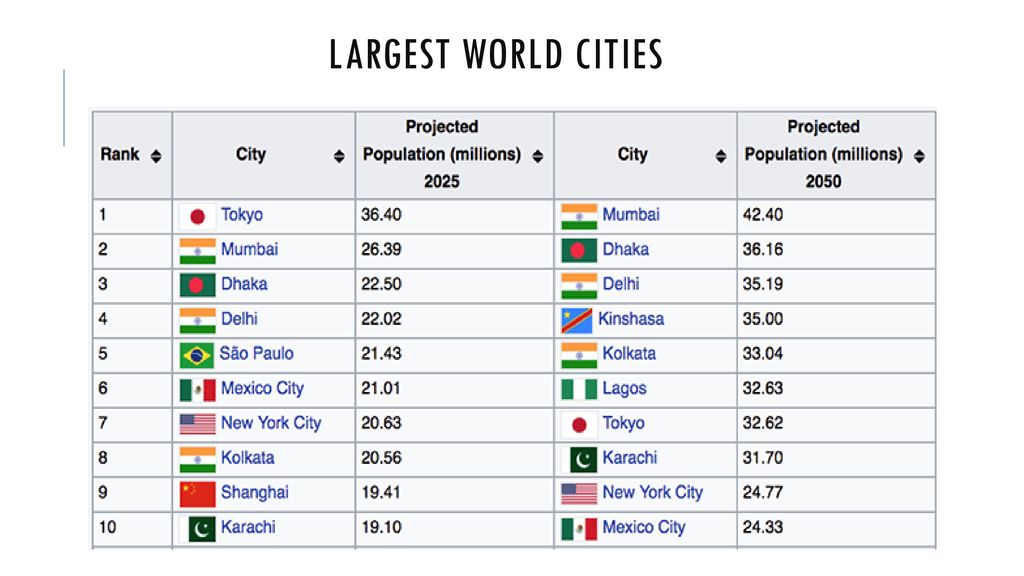 Largest world cities