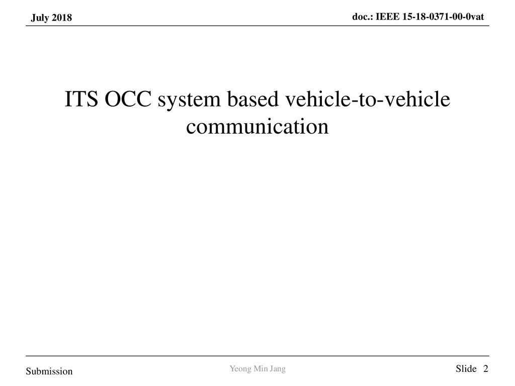 ITS OCC system based vehicle-to-vehicle communication