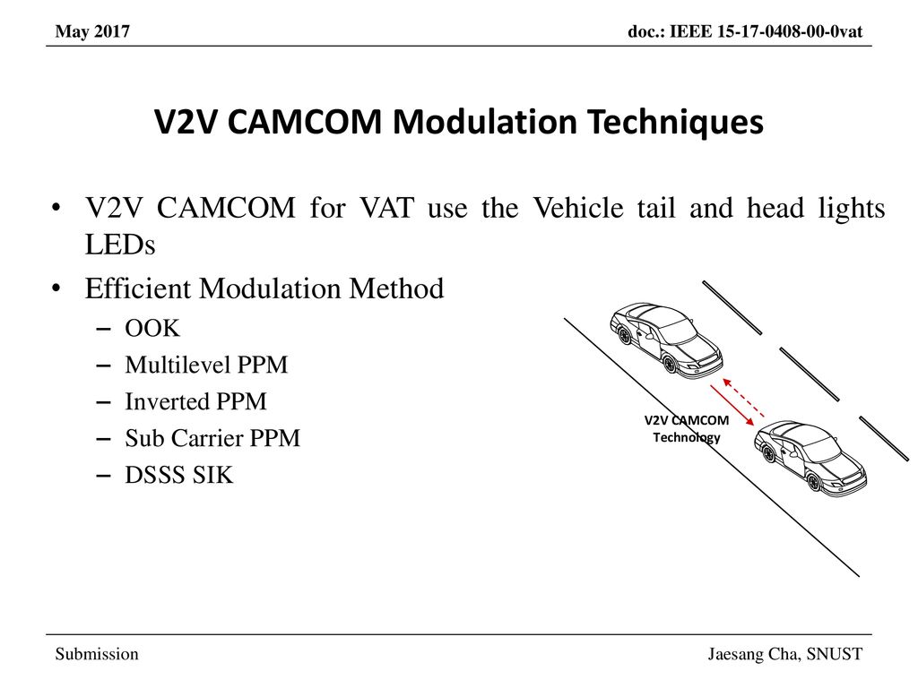 V2V CAMCOM Modulation Techniques