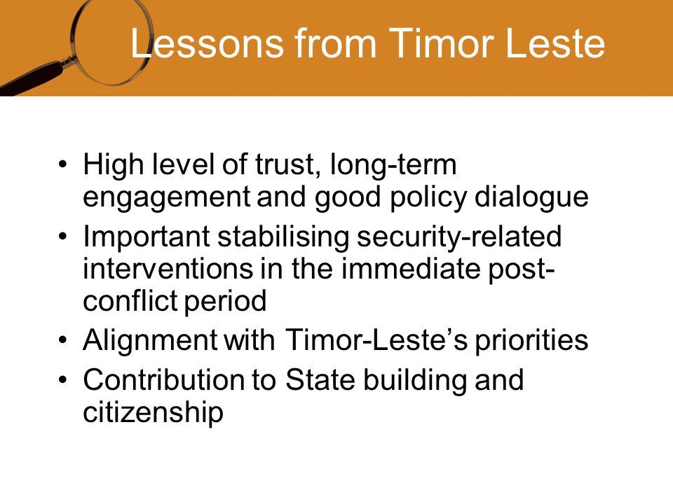 Lessons from Timor Leste